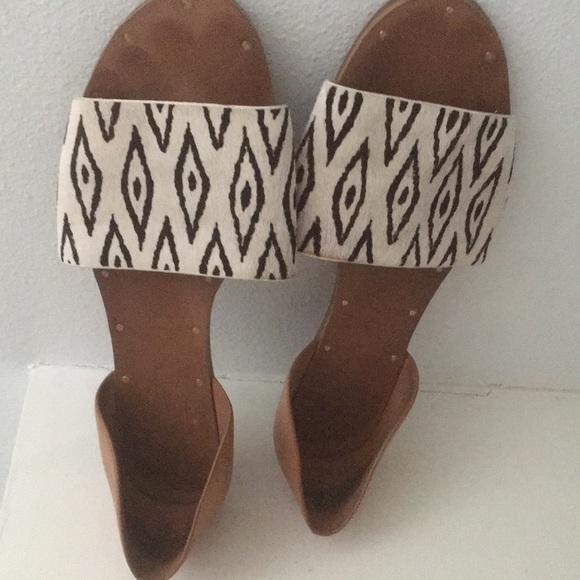 MADEWELL Brown / off whiteD'orsay Flats 9 Calf Hair Leather Open Toe Shoes - Picture 17 of 17